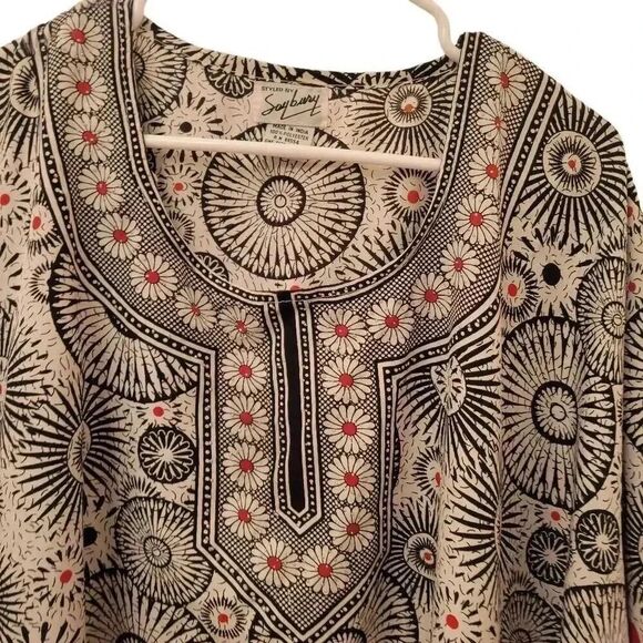 Soybury Women's White & Black Poly Caftan Swim Cover Up - Picture 3 of 13